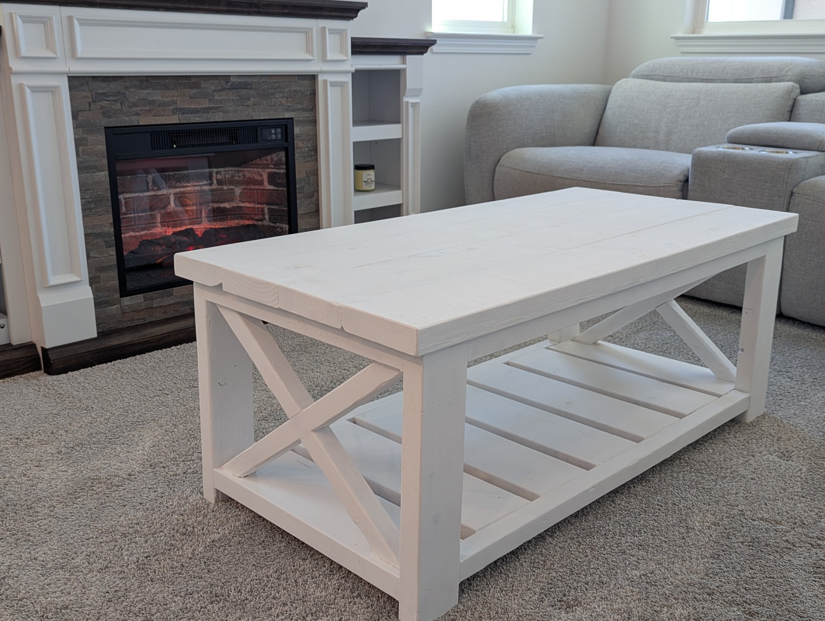 Handmade white farmhouse coffee table in Ocala Florida