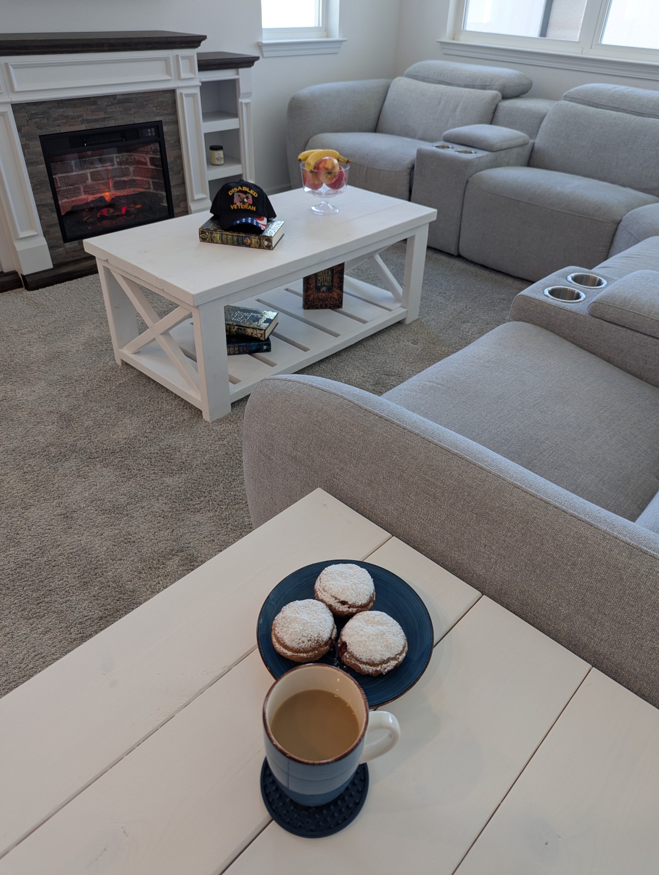 Handmade furniture by Oak Anvil Woodworks in a lived-in home setting